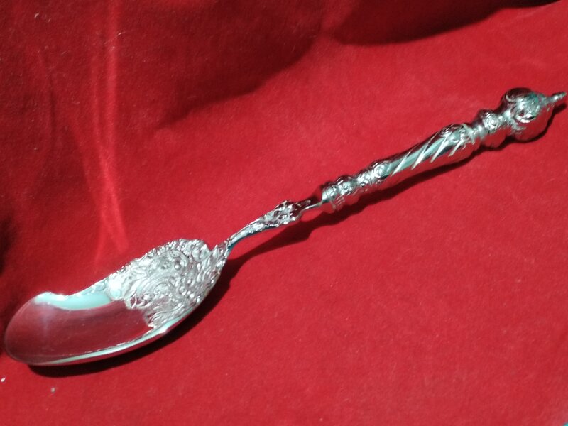 Lingura mare franceza argintata, stil baroc